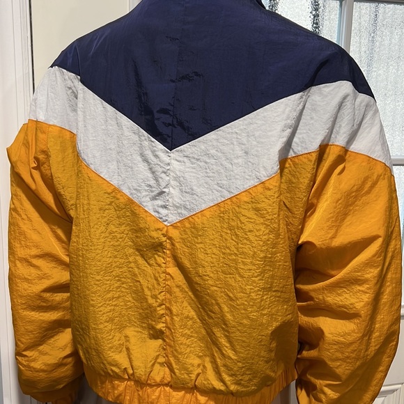 GUESS MUSTARD YELLOW BLUE PUFFER BOMBER SHORT JACKET - Picture 4 of 6